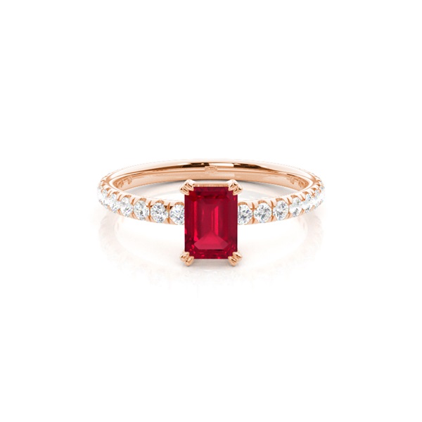 Prong Setting Emerald Ruby Engagement Ring