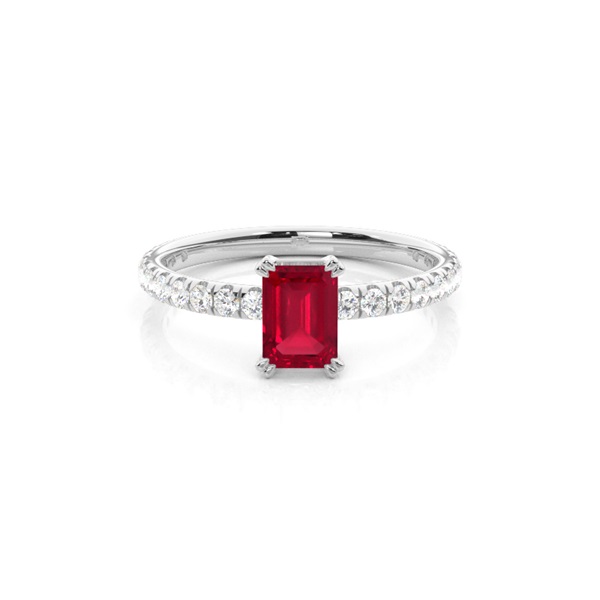 Prong Setting Emerald Ruby Engagement Ring