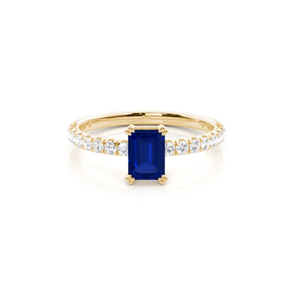 Prong Setting Emerald Blue Sapphire Engagement Ring