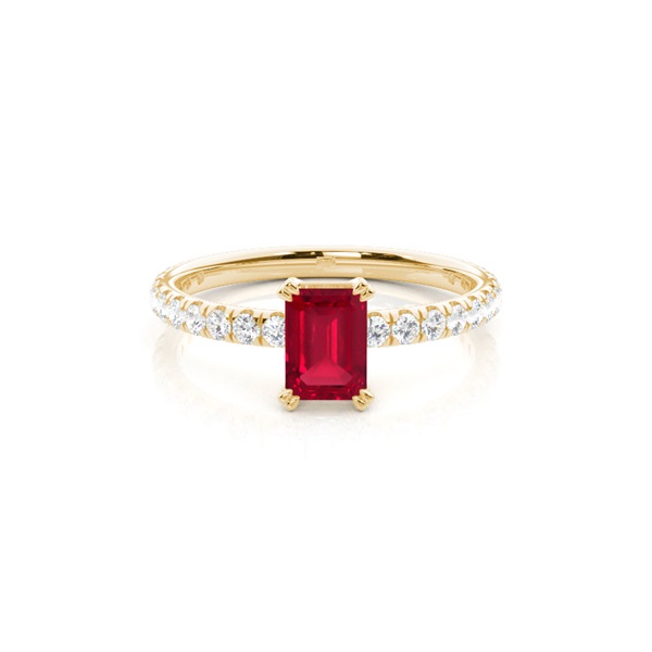 Prong Setting Emerald Ruby Engagement Ring