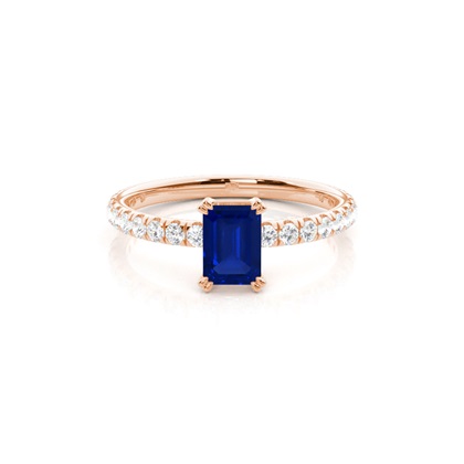 Prong Setting Emerald Blue Sapphire Engagement Ring