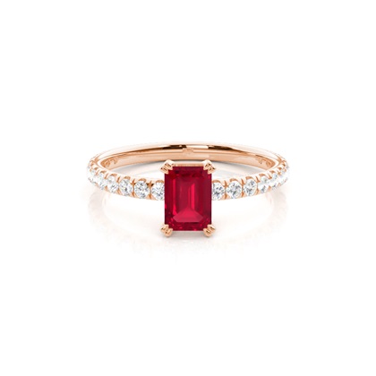 Prong Setting Emerald Ruby Engagement Ring
