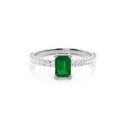 Prong Setting Emerald Engagement Ring
