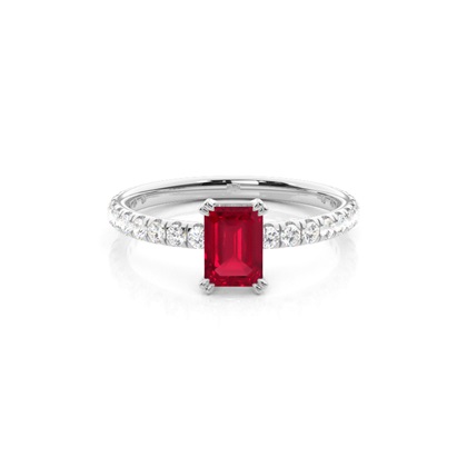 Prong Setting Emerald Ruby Engagement Ring