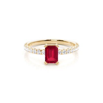 Prong Setting Emerald Ruby Engagement Ring