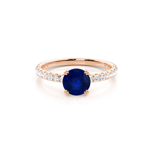Prong Setting Round Blue Sapphire Engagement Ring