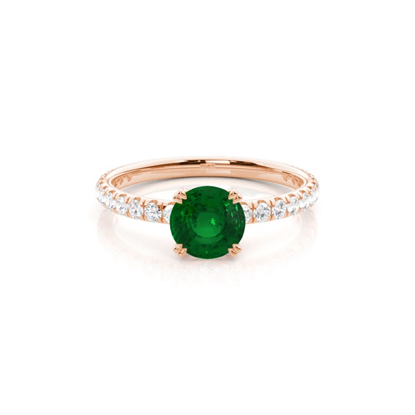 Prong Setting Round Emerald Engagement Ring