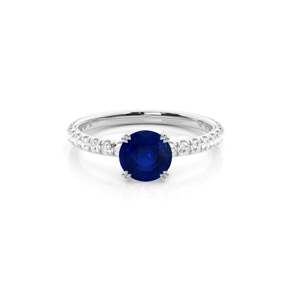 Prong Setting Round Blue Sapphire Engagement Ring