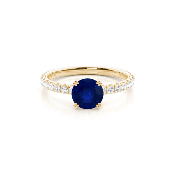 Prong Setting Round Blue Sapphire Engagement Ring