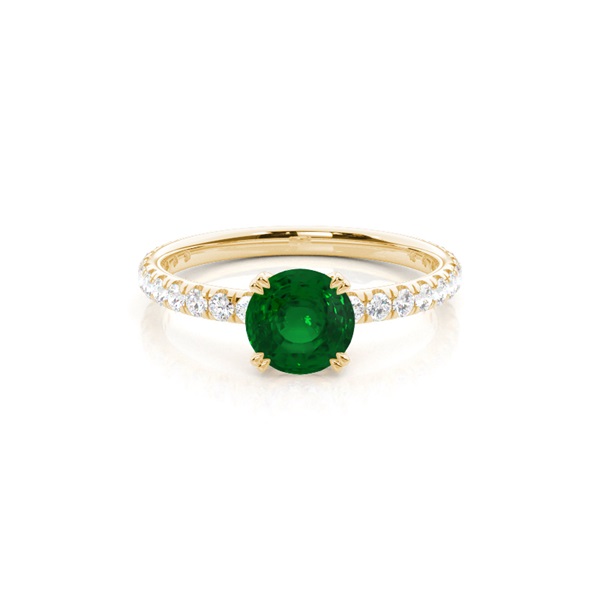 Prong Setting Round Emerald Engagement Ring