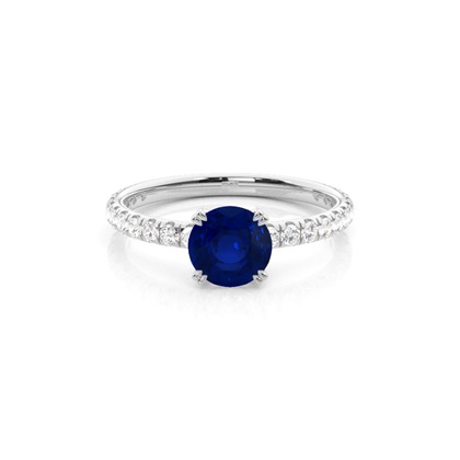 Silver Sapphire Diamond Engagement Rings