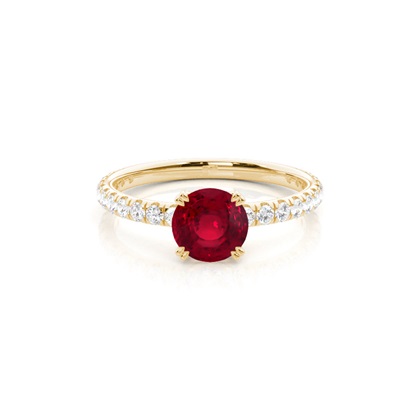 Prong Setting Round Ruby Engagement Ring