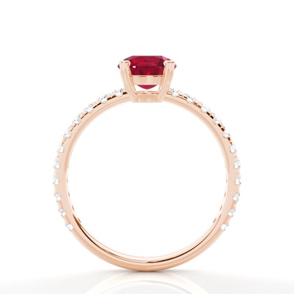 Zinkeneinstellung runder Rubin-Verlobungsring