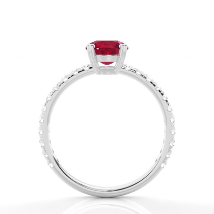 Zinkeneinstellung runder Rubin-Verlobungsring