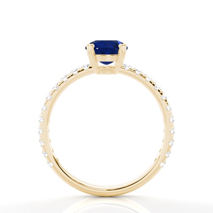 Zinkeneinstellung Runder blauer Saphir-Verlobungsring