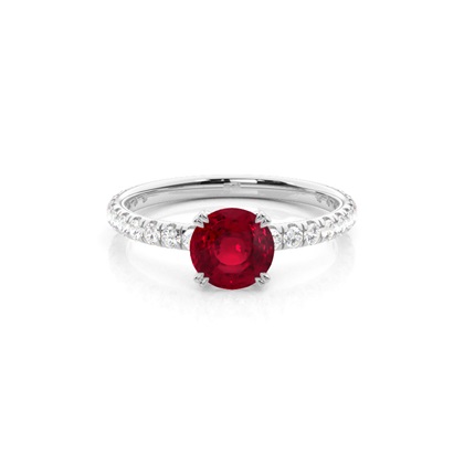 Prong Setting Round Ruby Engagement Ring