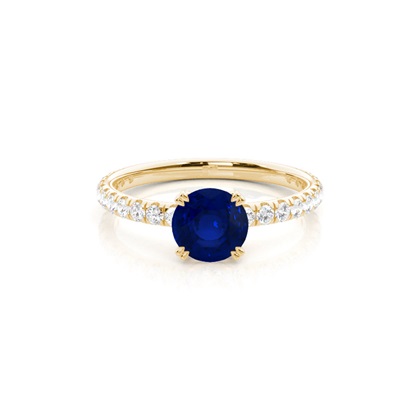 Prong Setting Round Blue Sapphire Engagement Ring
