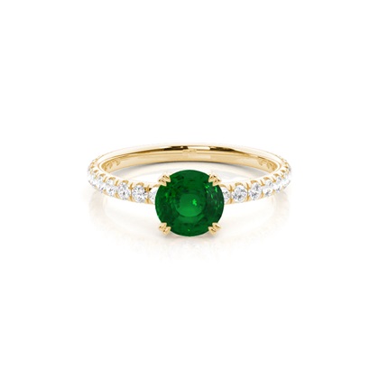 Prong Setting Round Emerald Engagement Ring