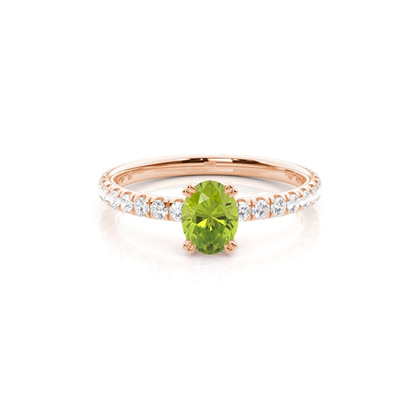 Prong Setting Oval Peridot Engagement Ring
