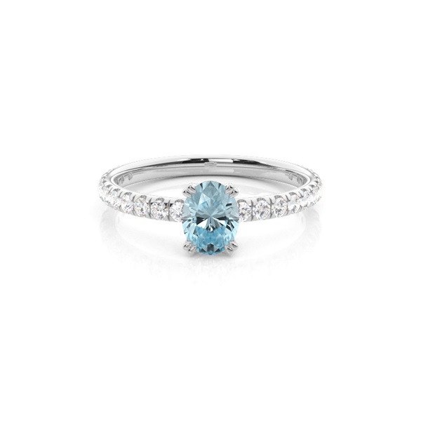 Prong Setting Oval Aquamarine Engagement Ring