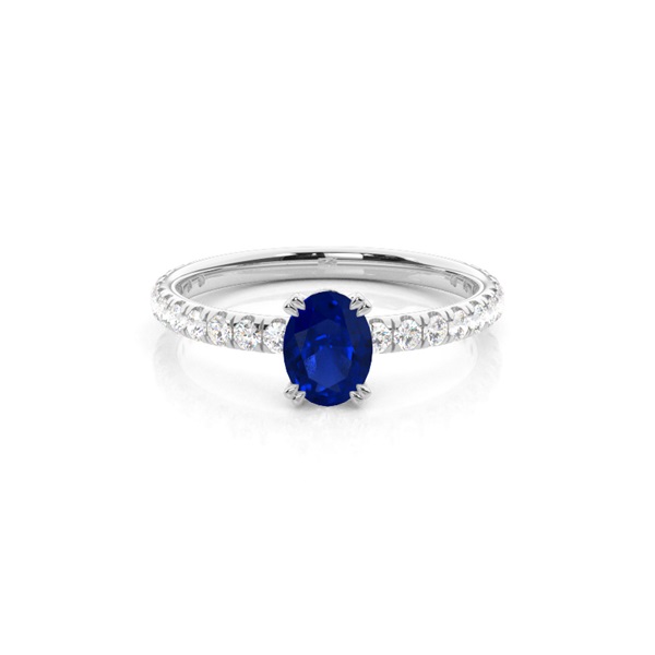 Prong Setting Oval Blue Sapphire Engagement Ring