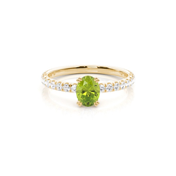 Prong Setting Oval Peridot Engagement Ring