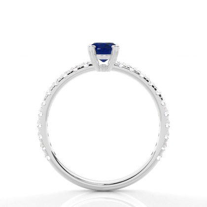 Zinkeneinstellung Ovaler blauer Saphir-Verlobungsring