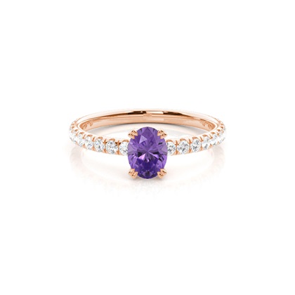Prong Setting Oval Amethyst Engagement Ring