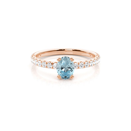 Prong Setting Oval Aquamarine Engagement Ring