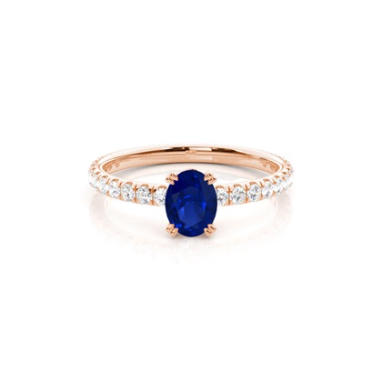 Oval Rose Gold Gemstone Diamond Rings