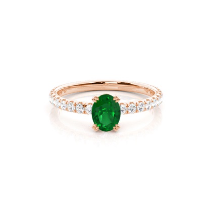 Prong Setting Oval Emerald Engagement Ring