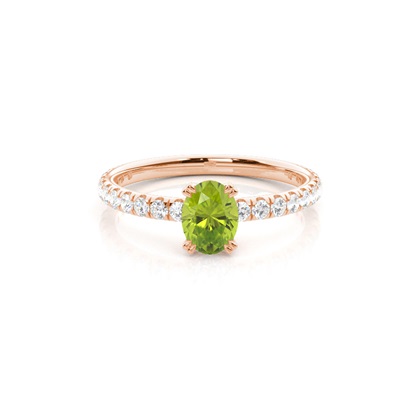 Prong Setting Oval Peridot Engagement Ring