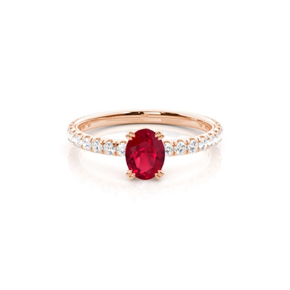 Prong Setting Oval Ruby Engagement Ring