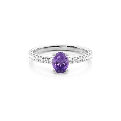 Prong Setting Oval Amethyst Engagement Ring