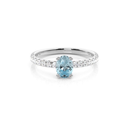 Prong Setting Oval Aquamarine Engagement Ring