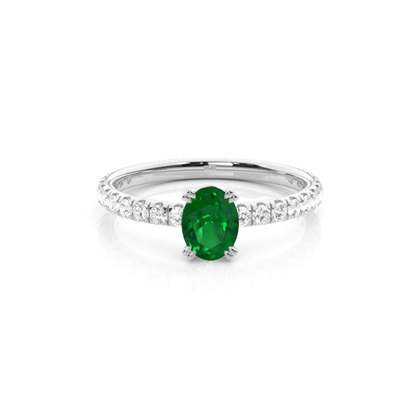 Prong Setting Oval Emerald Engagement Ring