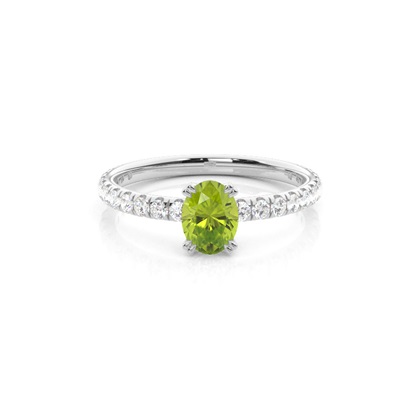 Prong Setting Oval Peridot Engagement Ring