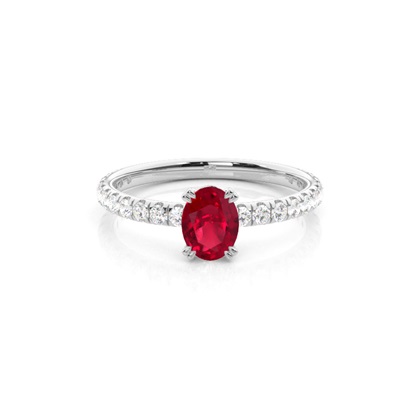 Prong Setting Oval Ruby Engagement Ring