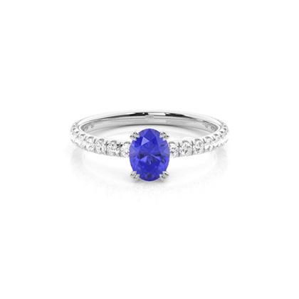 Prong Setting Oval Tanzanite Engagement Ring