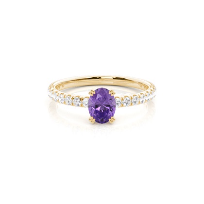 Prong Setting Oval Amethyst Engagement Ring