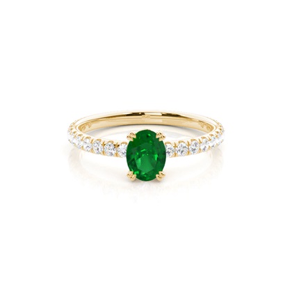 Prong Setting Oval Emerald Engagement Ring