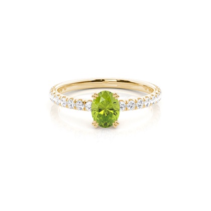 Prong Setting Oval Peridot Engagement Ring