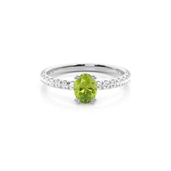 Prong Setting Oval Peridot Engagement Ring