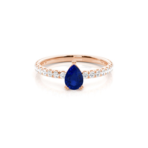 Prong Setting Pear Blue Sapphire Engagement Ring