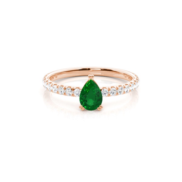 Prong Setting Pear Emerald Engagement Ring