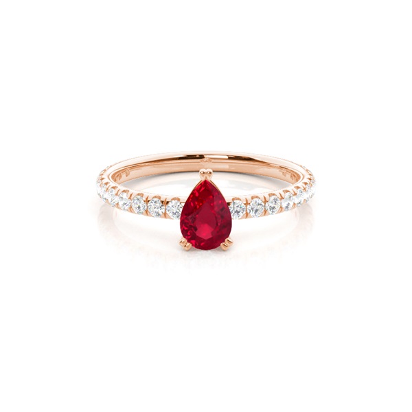 Prong Setting Pear Ruby Engagement Ring