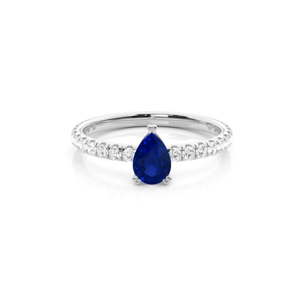 Prong Setting Pear Blue Sapphire Engagement Ring