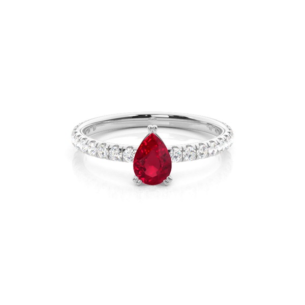 Prong Setting Pear Ruby Engagement Ring