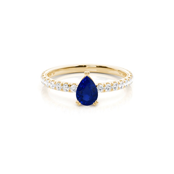 Prong Setting Pear Blue Sapphire Engagement Ring