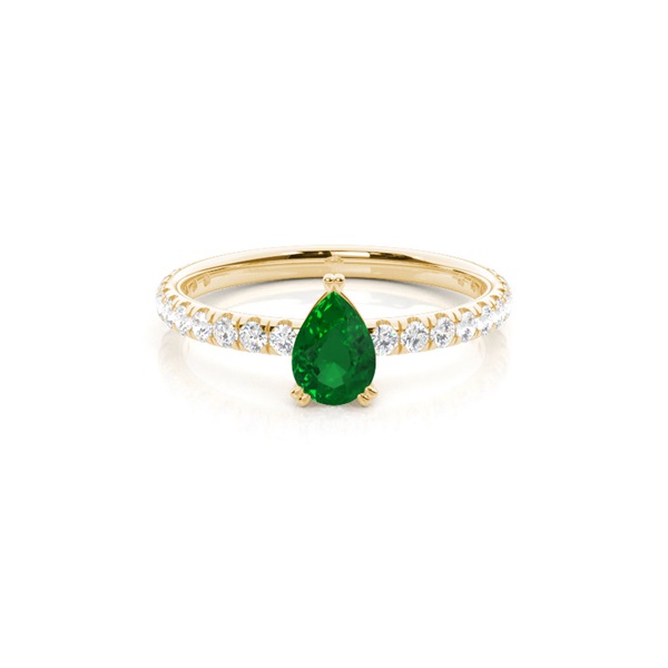 Prong Setting Pear Emerald Engagement Ring
